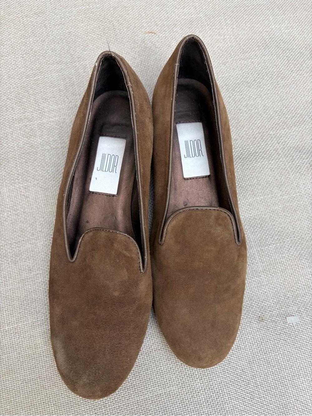 Jildor Brown Suede Slip-On Loafers